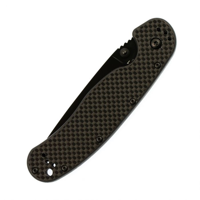 Нож складной Ontario RAT-1, сталь Aus-8. Клинок - Black, Рукоять - Carbon fiber