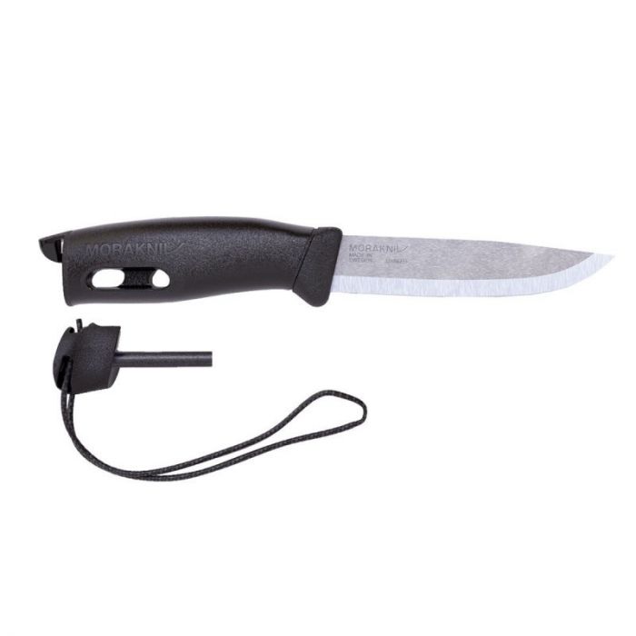 Нож с фиксированным лезвием Morakniv Companion Spark Black, сталь Sandvik 12C27, рукоять резина/пластик